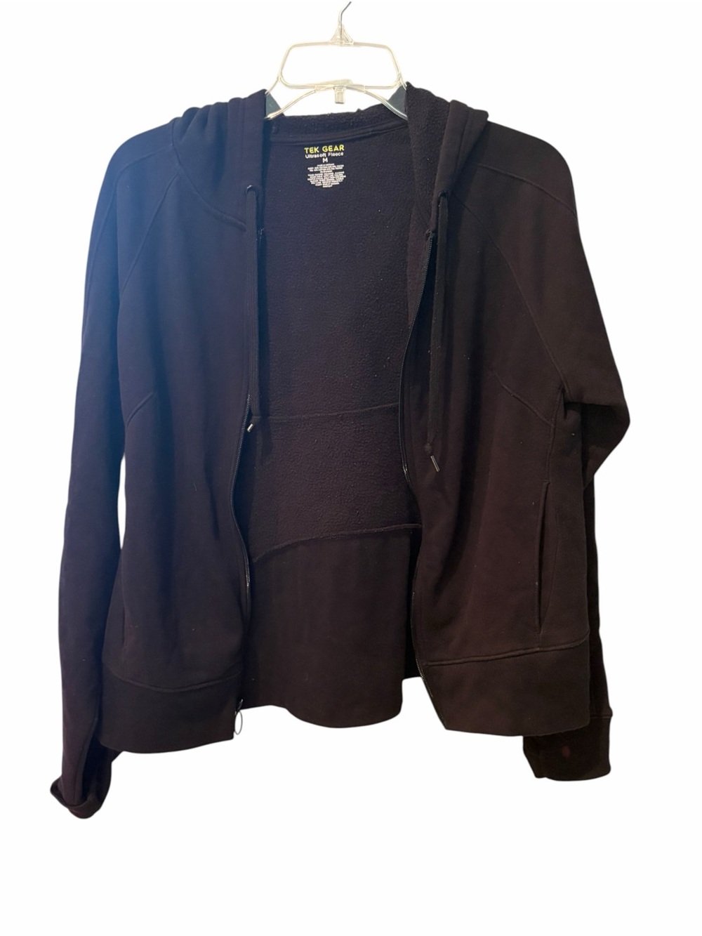 Tek Gear Women’s Ultrasoft Fleece Black Full Zip Hoodie Jacket Size Medium